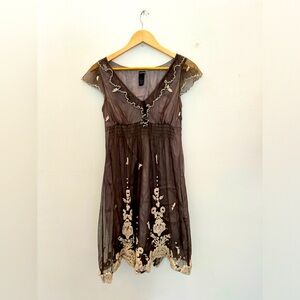 Lithe Anthropologie Size 4 Embroidered Dress
